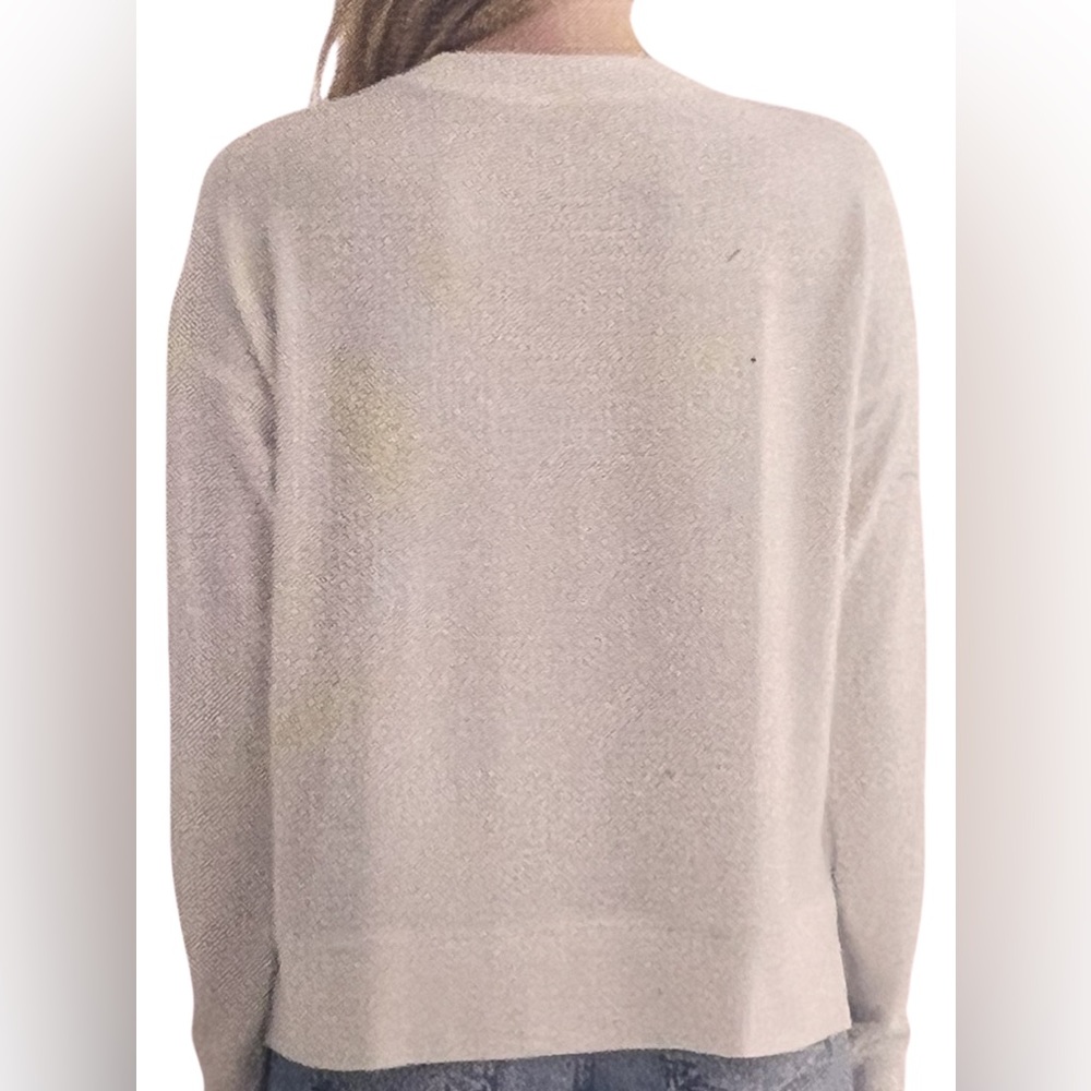 Lucky Brand Sweater White Crew Neck Ladies Long Sleeve Super Soft Distressed - Picture 2 of 4
